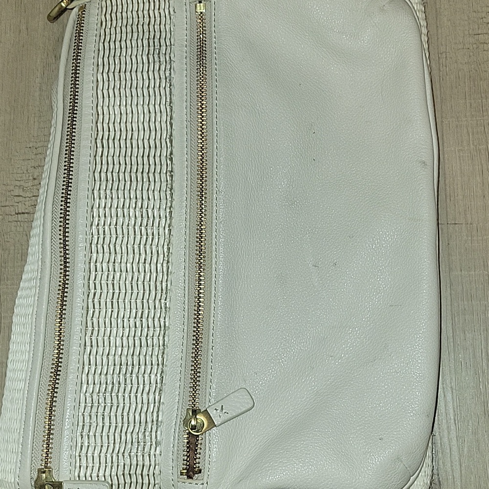 Fossil Tan, Cream & Coral Woven Tote with Brown Leather Trim - Picture 12 of 12